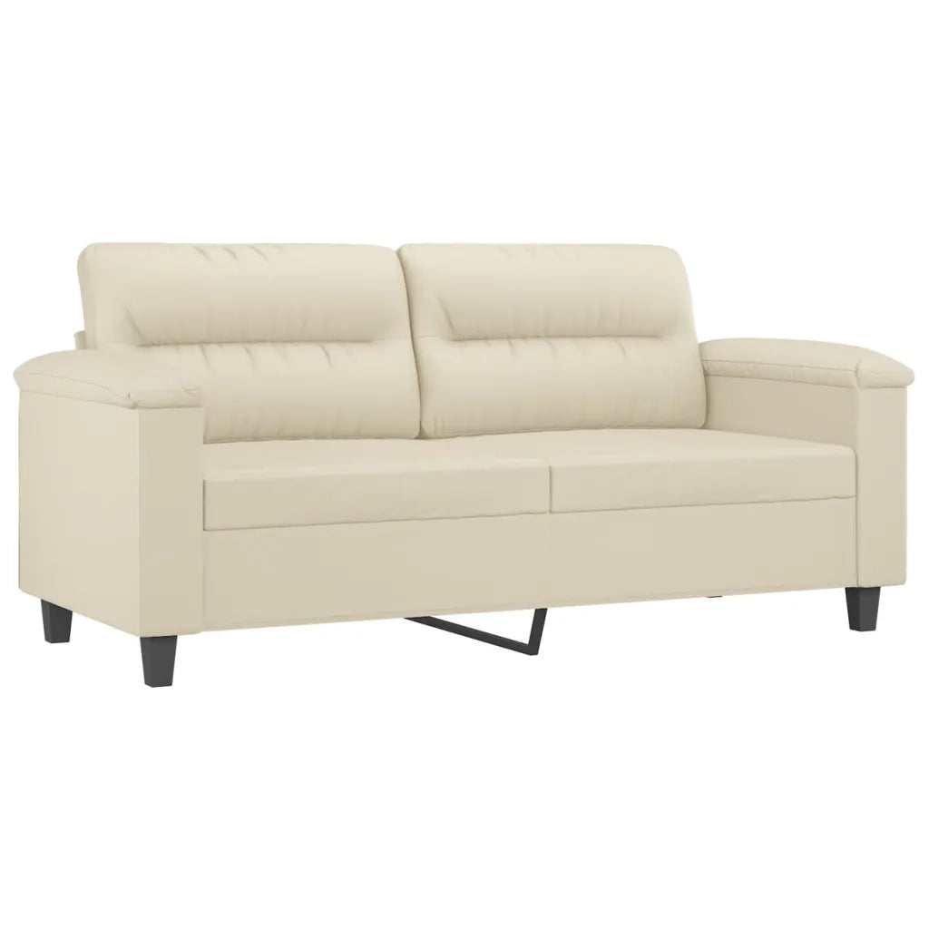 Set di Divani 3 pz con Cuscini crema in Similpelle