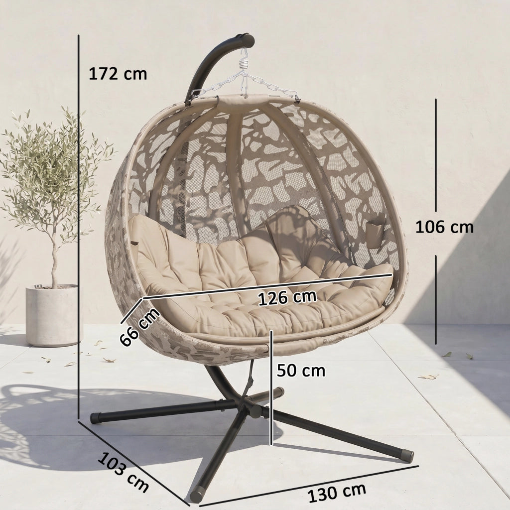 Poltrona a dondolo sospesa per 2 persone ¨C zephmum ¨C Sand, 130x103x172 cm