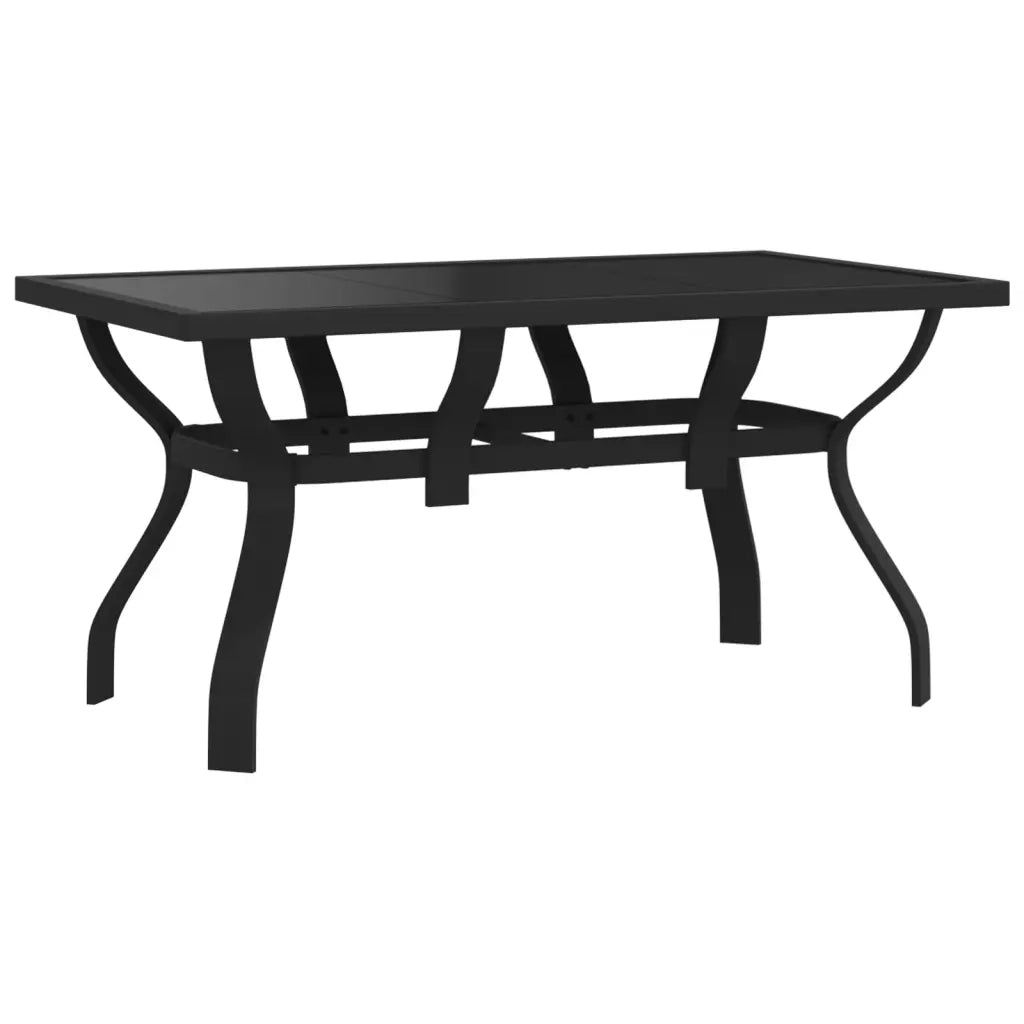 Tavolo da Giardino Nero 140x70x70 cm in Acciaio e Vetro 318768
