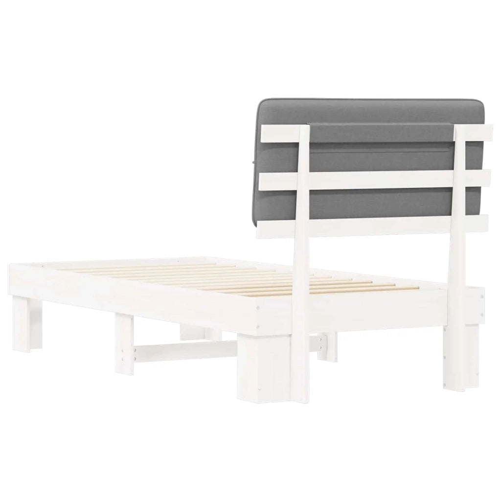 Letto con Testiera Rivestita Grigio chiaro 90 x 200 cm