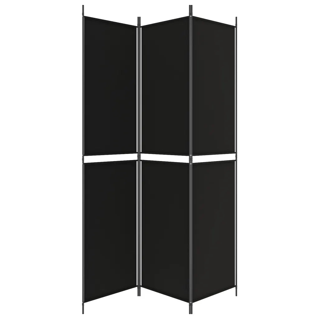 Divisorio a 3 Pannelli Nero 150x220 cm in Tessuto