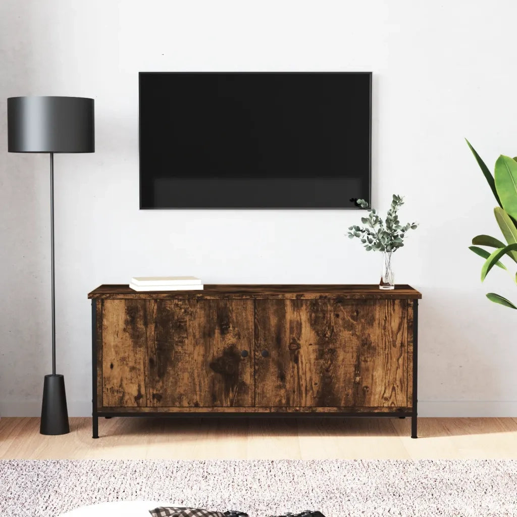 Mobile TV | Armadietto TV | Mobile Porta TV con Ante Rovere Fumo 102x35x45 cm Legno Multistrato