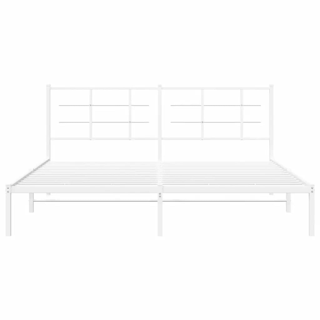 Letto matrimoniale | Letto per adulti | Giroletto con Testiera Metallo Bianco 180x200 cm