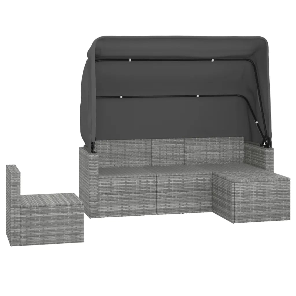 Set Divani da Giardino 4 pz con Cuscini in Polyrattan Grigio 3186649