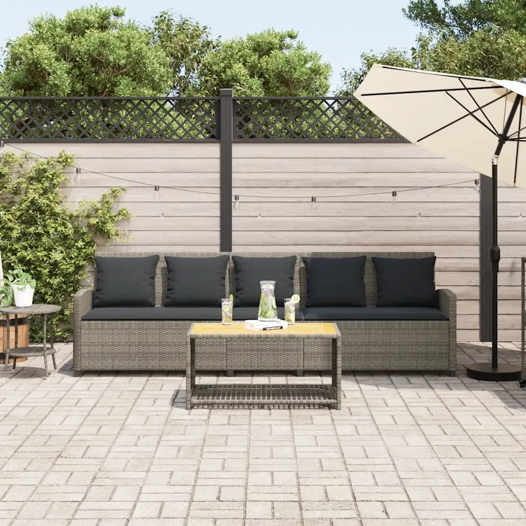 Divano da Giardino con Cuscini 5 Posti-Sofa da Giardino-Divano da esterno Grigio in Polyrattan