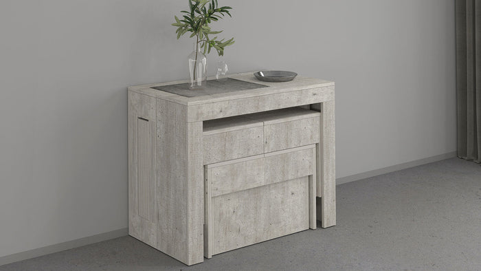 Set 2 Panche Allungabili 66/290x25x45 cm Pratika Singola A e B Cemento