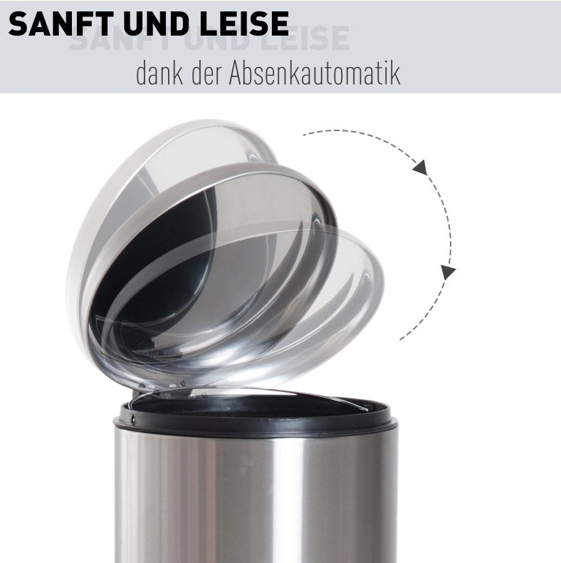 Cestino a pedale da 30 l in acciaio inox con secchio interno
