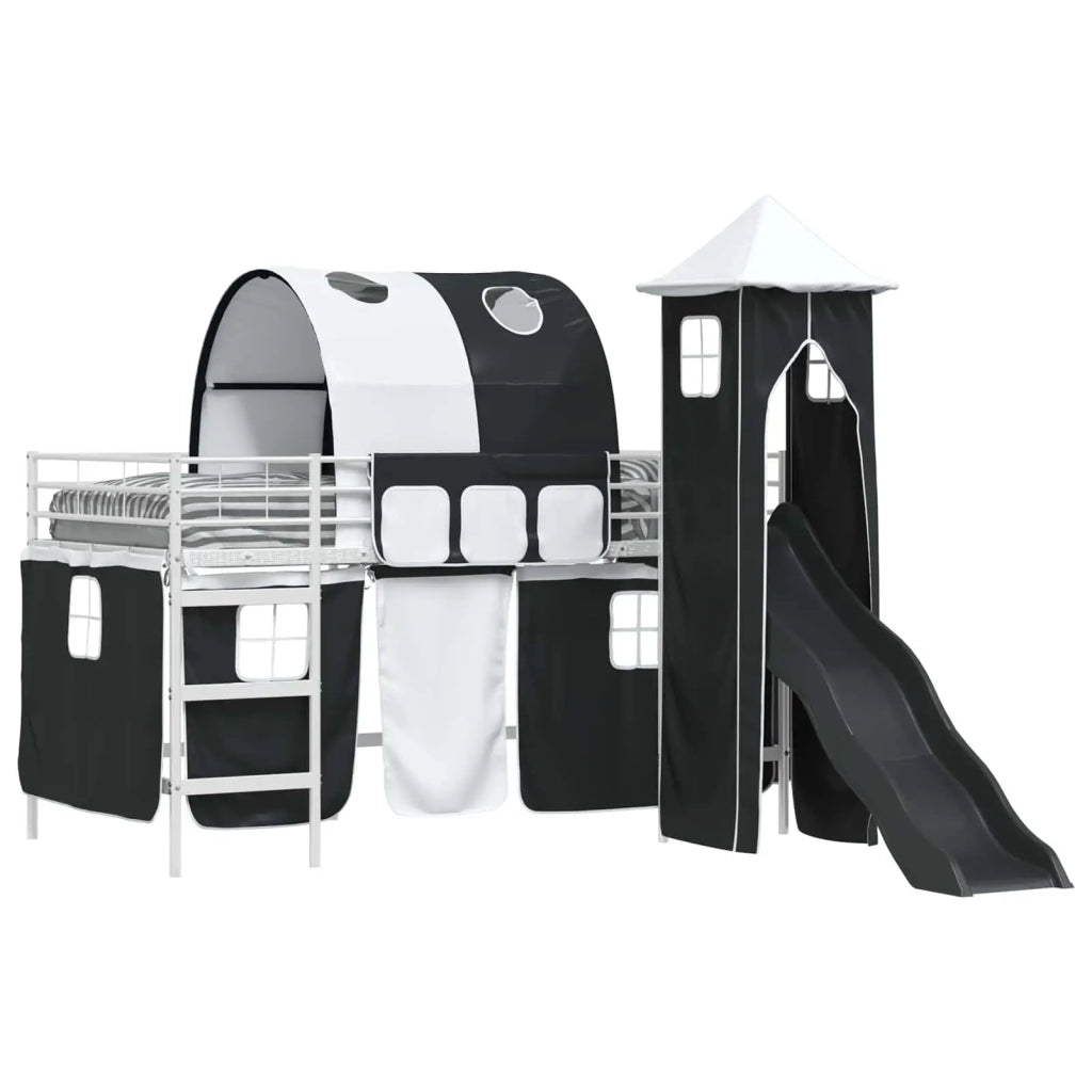 Struttura del letto loft per bambini Bianco e Nero 80 x 200 cm