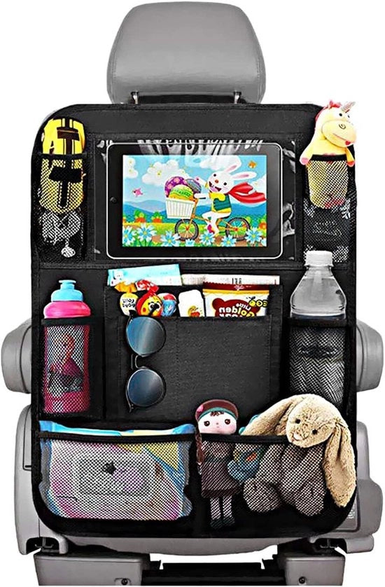 Organizzatore per auto per la panca posteriore con supporto tablet trasparente - 9 taschi per adulti e bambini