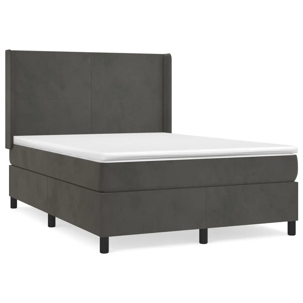 Giroletto a Molle con Materasso Grigio Scuro 140x200 cm Velluto 3132562