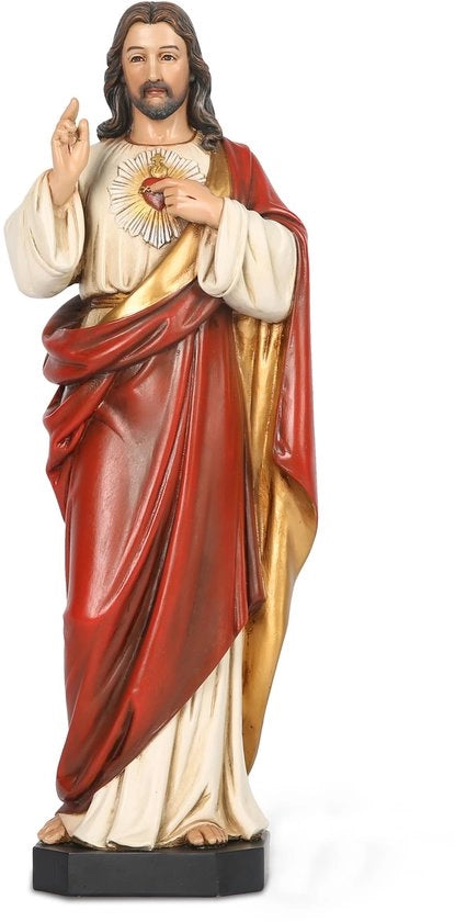 Busto di Gesù Sacro Cuore, statuetta religiosa, dono religioso, 37,5 cm alto, manufatto artigianale.