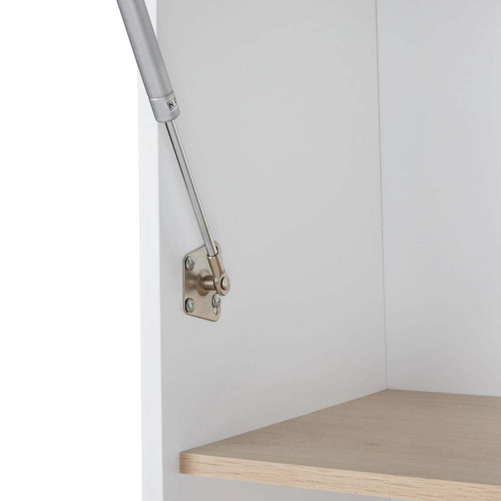 Mobiletto decorativo con cassetti e vetrina in vetro bianco soggiorno design elegante