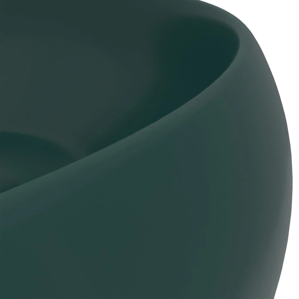 Lavabo da appoggio rotondo di lusso lavabo da bagno lavello da cucina guardaroba arredamento per la casa 40 x 15 cm ceramica verde scuro opaco 02_0002745