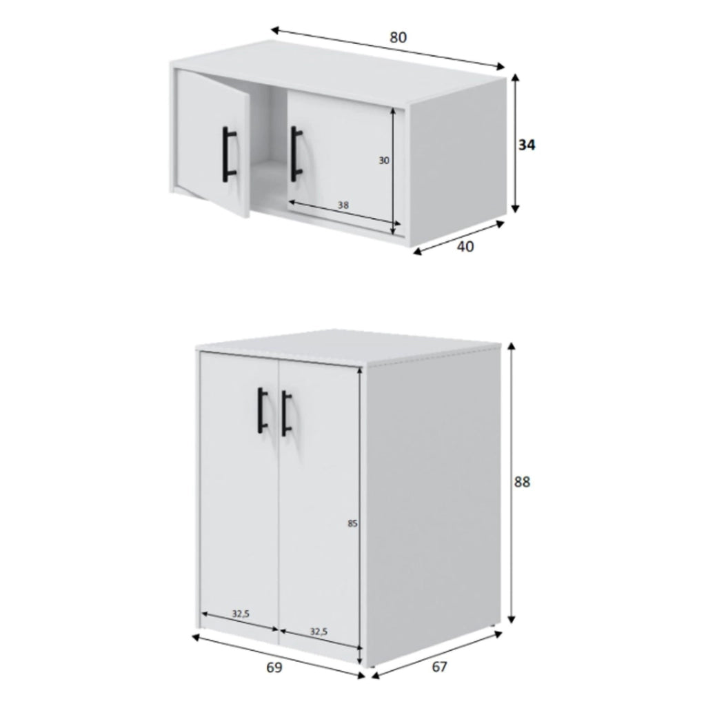 Set Ripostiglio Masino, set Mobili per Lavanderia 2 Vani, Bianco