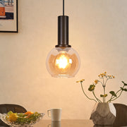 ZMH Lampada a Sospensione 1 Luce Vetro Vintage Altezza Regolabile E27 per Sala da Pranzo Camera da Letto Senza Lampadina