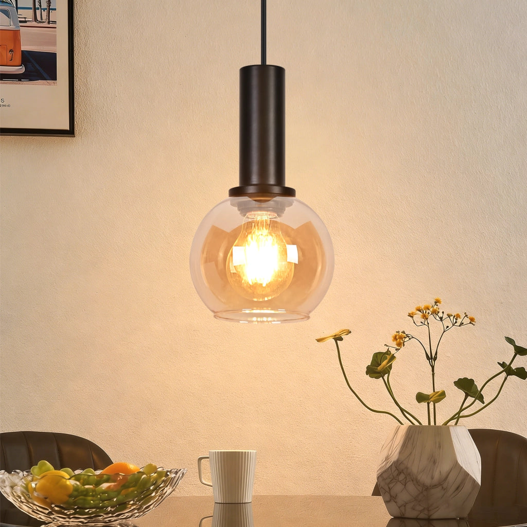 ZMH Lampada a Sospensione 1 Luce Vetro Vintage Altezza Regolabile E27 per Sala da Pranzo Camera da Letto Senza Lampadina