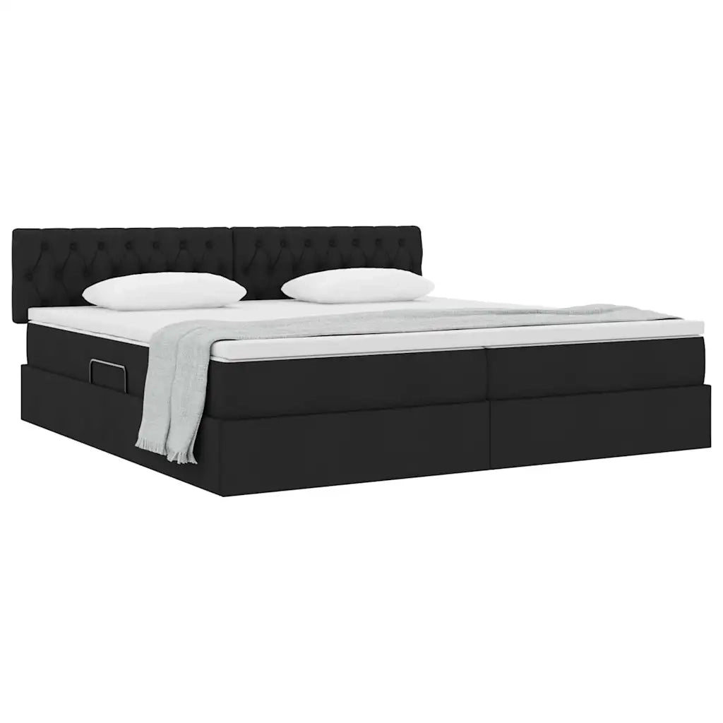 Letto con contenitore e materasso Nero 200 x 200 cm 3370595