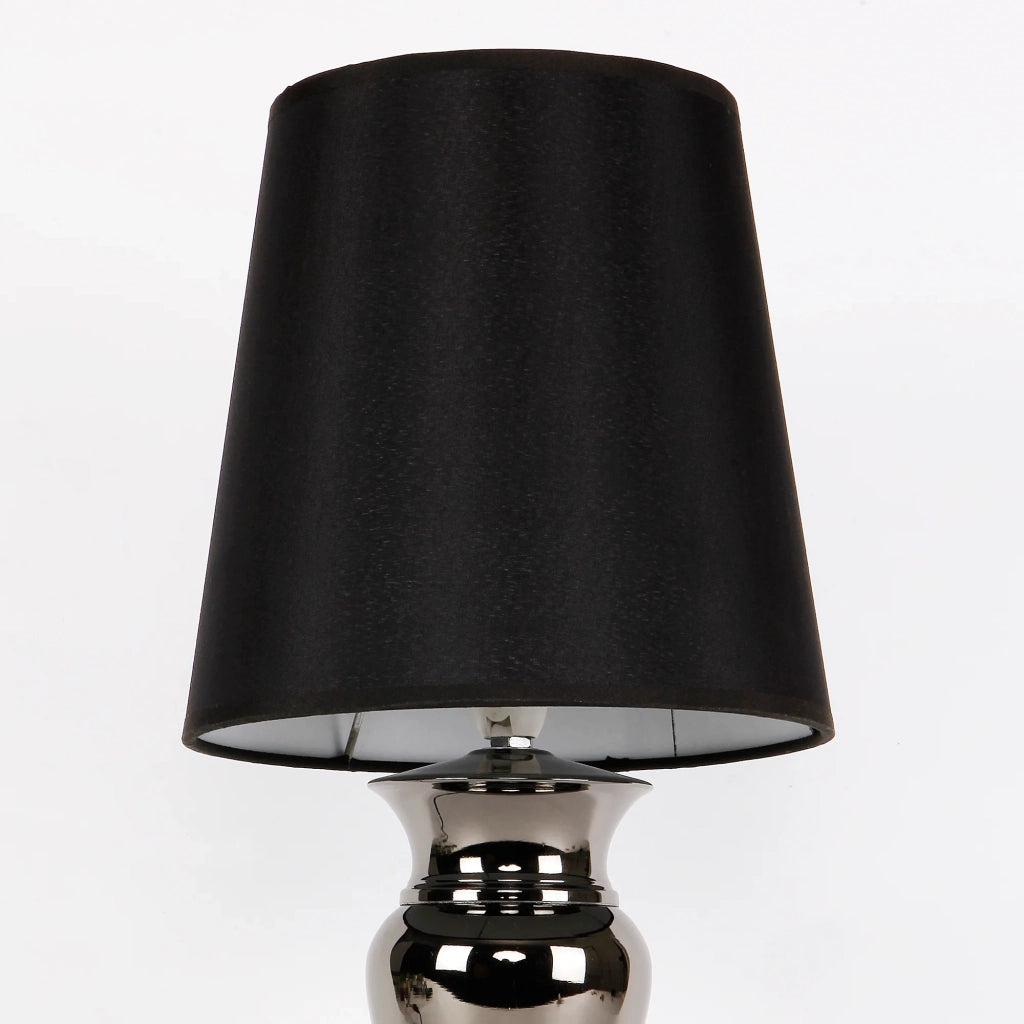 Lampada da tavolo lampada da comodino lampada da lettura alluminio e tessuto nero e cromo 48 cm 03_0002515