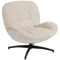 Poltrona imbottita girevole, rivestita in tessuto, con base in acciaio, Bianco crema