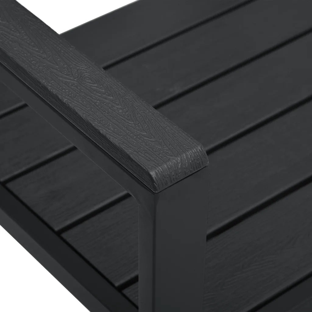 Panchina da Giardino 120 cm in HDPE Nera Aspetto Legno