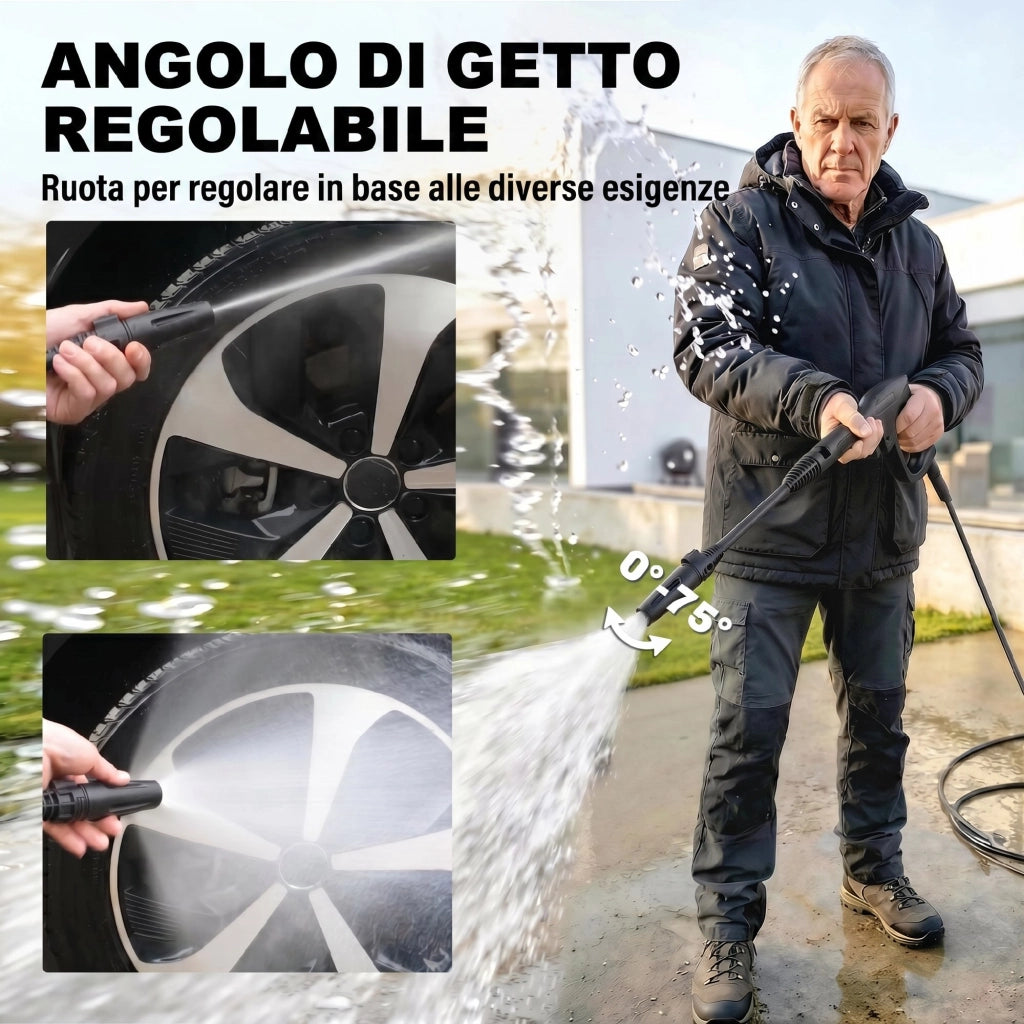Idropulitrice ad Alta Pressione 20,5x19x40,4 cm Potenza 1500W con Ugello Regolabile e Kit Pulizia Blu