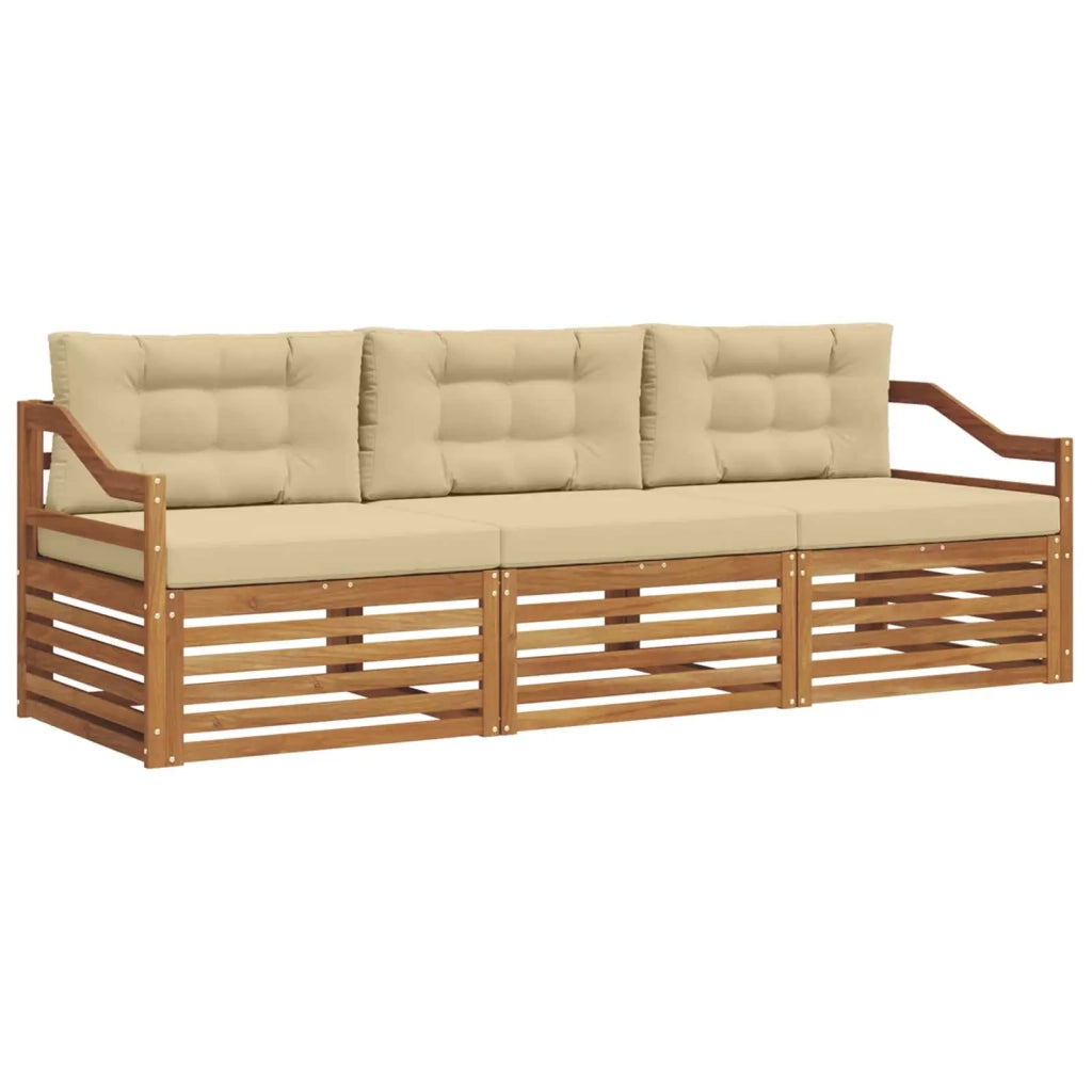 Set di divani da esterno con cuscino 3 pcs Naturale e Beige