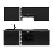Cucina componibile Fame-Line Nero rigato/Bianco 235 cm, PL Antracite Vicco