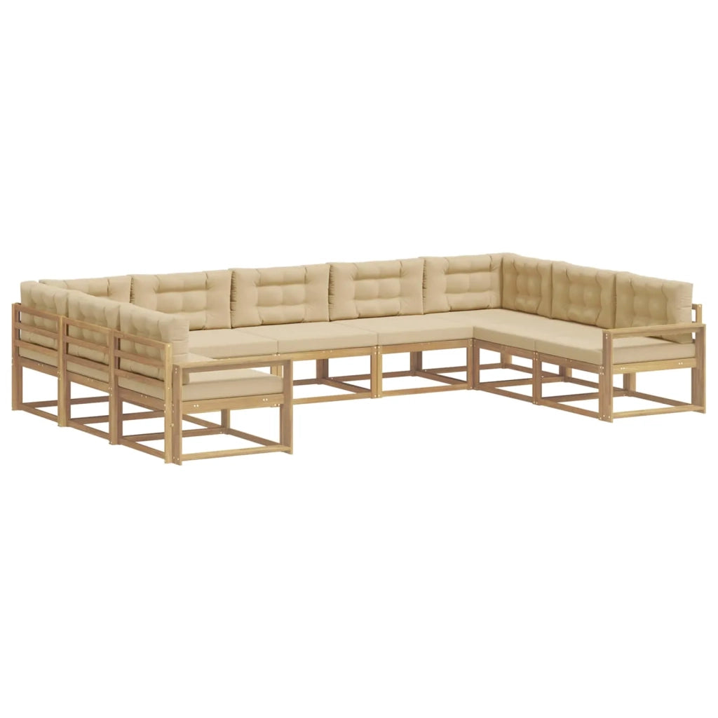 Set di divani da esterno 9 pz Bianco e Beige 3387042
