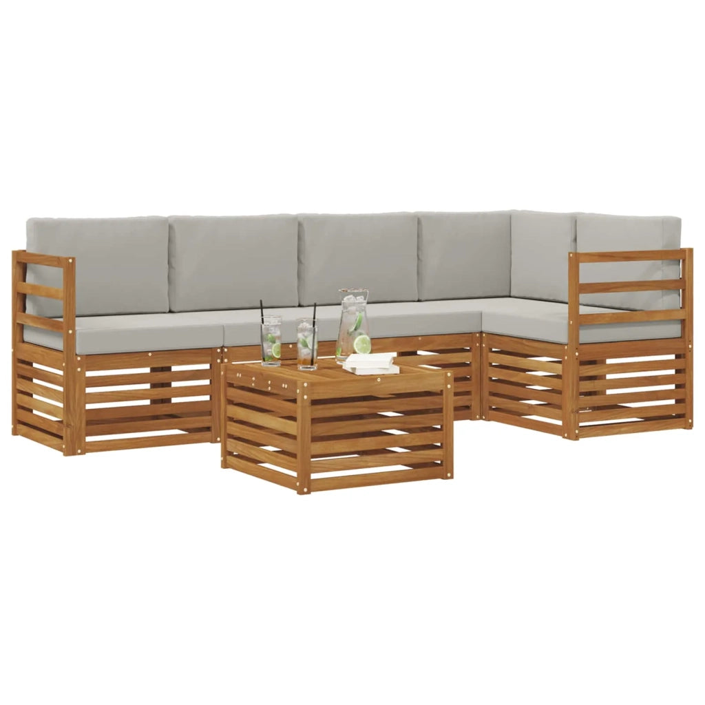 Set divano sezionale con cuscino 6 pcs Grigio Naturale e Chiaro 3374831