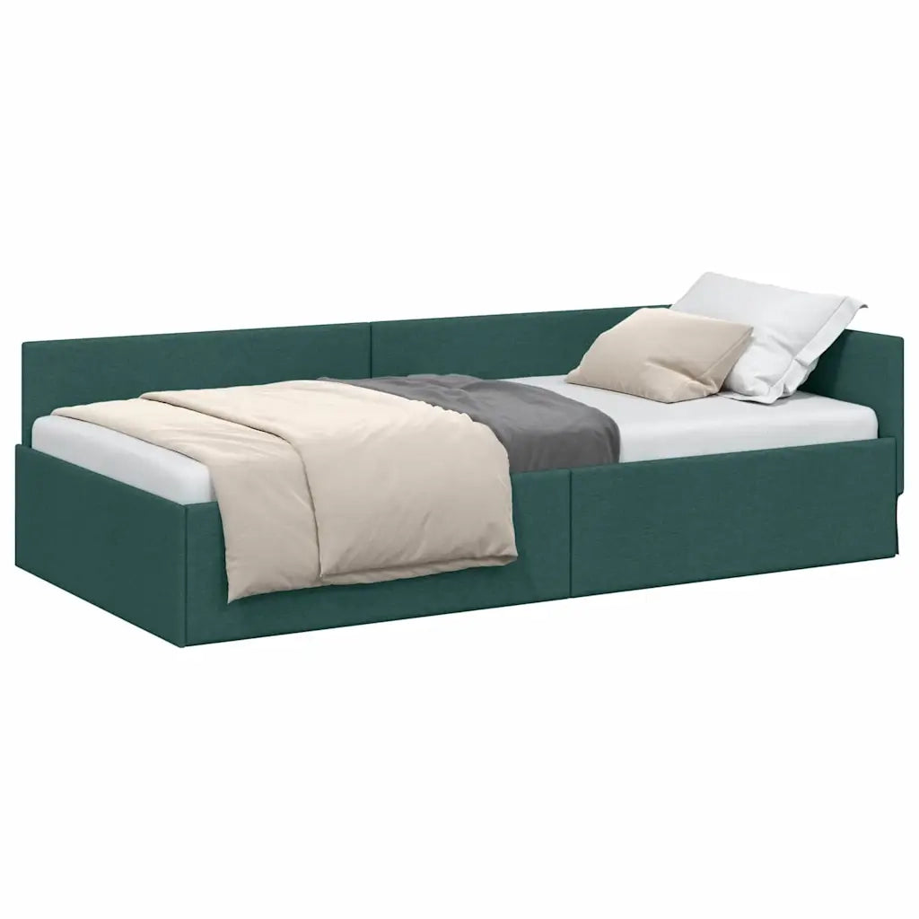 vidaXL Cornice del letto ad angolo Verde scuro 90 x 190 cm