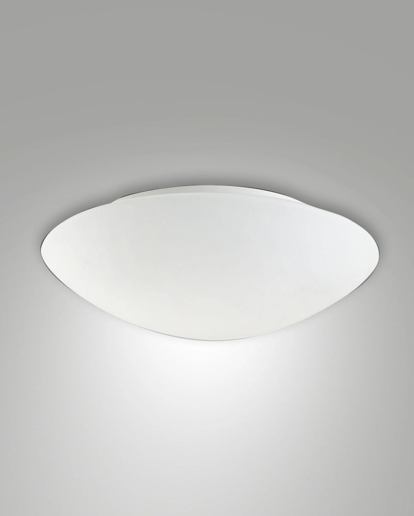 Pandora LED Plafoniera Moderna in Metallo e Vetro Soffiato 36cm, 24W, 2950 lm, 3000K, Dimmerabile a Taglio di Fase, Colore Bianco - IP20 Classe 1