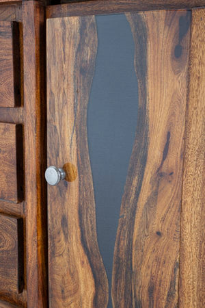 Mobile Mustang 175x40x75 cm in Legno di Acacia e in Ferro Marrone e Grigio