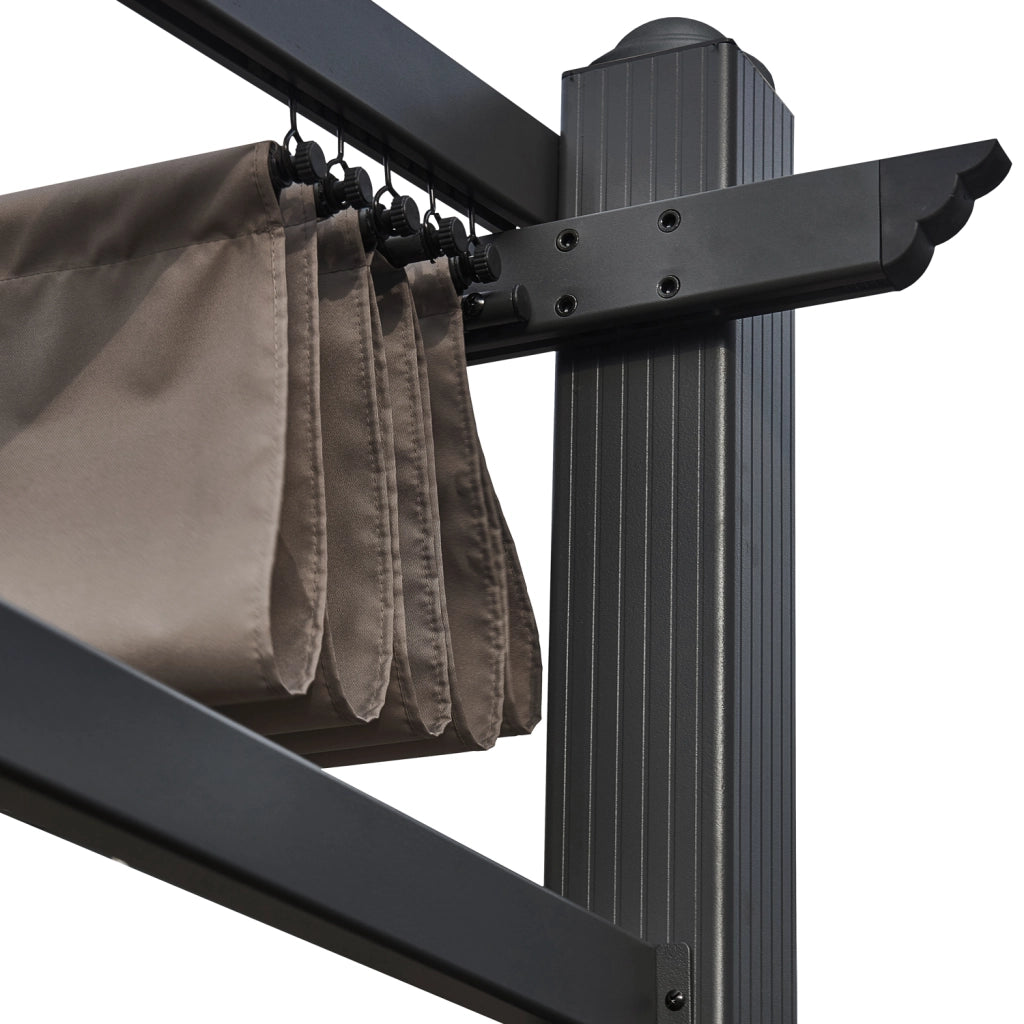 Pergola a parete 3 × 4 m FRÉJUS taupe - struttura in alluminio