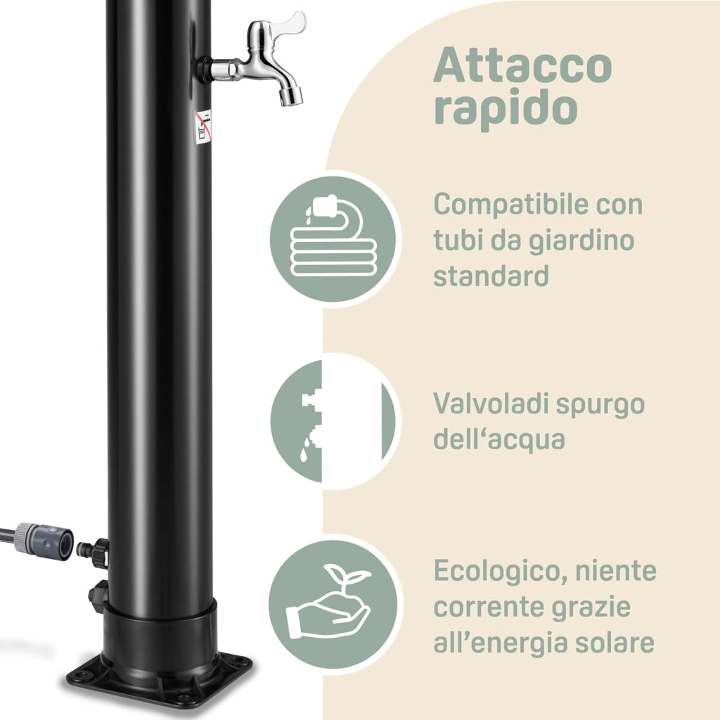 ® Doccia Solare Bow 20 L Soffione 360° Miscelatore Rubinetto 60°C Piscina Giardino Campeggio