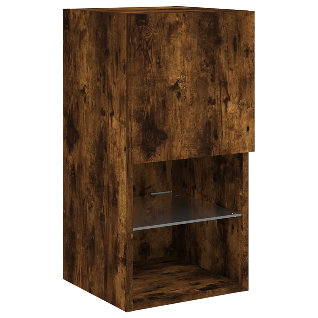 Mobili TV a Muro con LED 8pz Rovere Fumo in Legno Multistrato 3216594