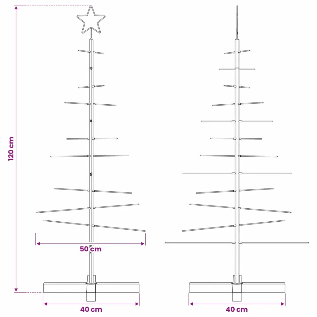 Albero di Natale in Metallo con Base in Legno Nero 120 cm 359603