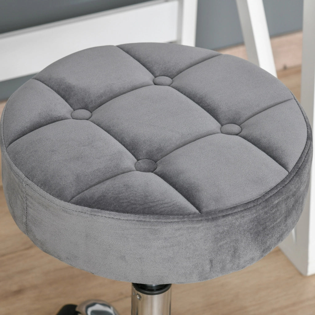 Sgabello da salone regolabile con ruote grigio chiaro