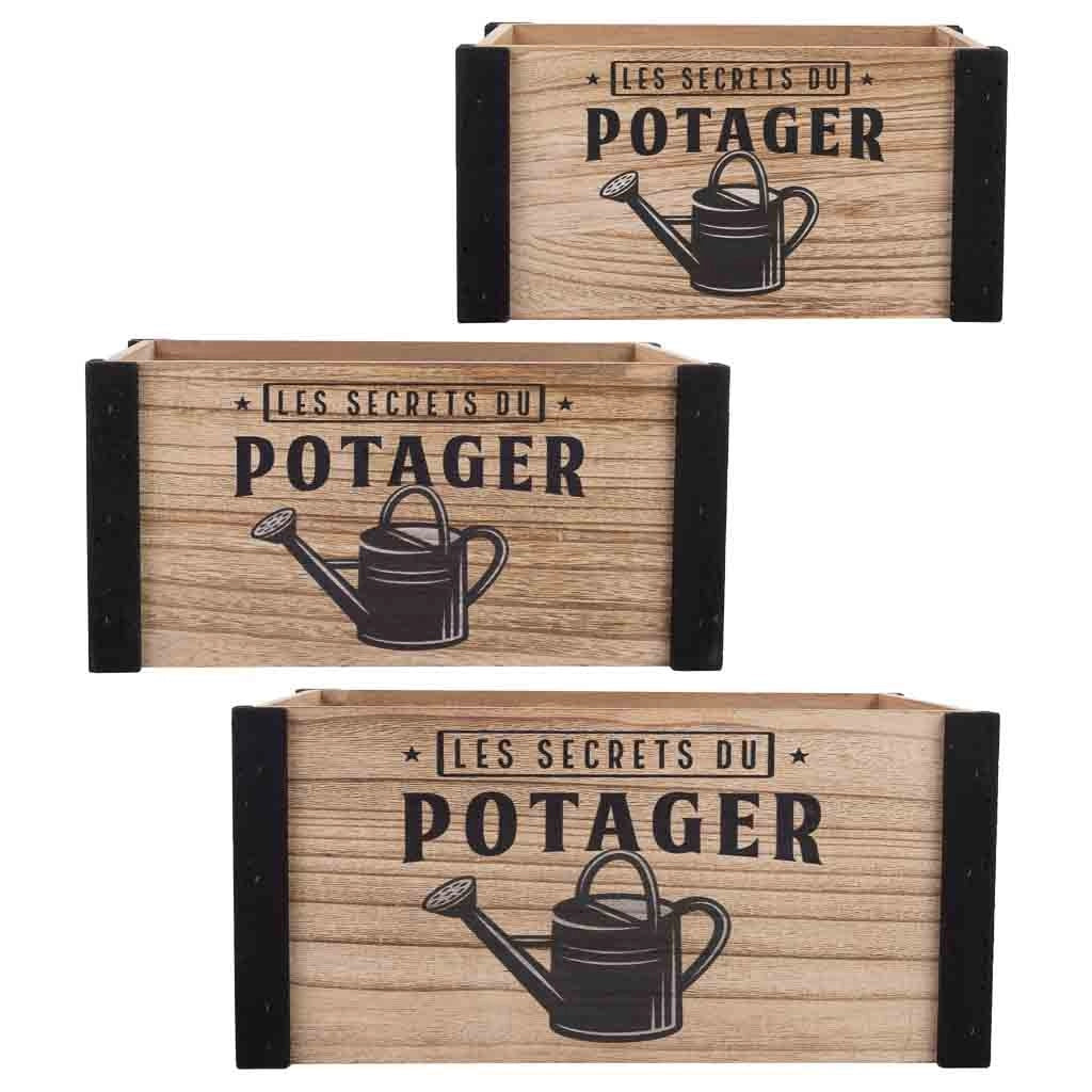 Cassettiera in legno stampata set 3 pz 36x26x18h-31x21x16h-26x16x14h cm
