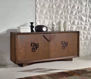 Credenza in frassino 2 porte finitura tabacco poro aperto con zoccolo l.180 p.50 h.85 - Mobili 2G