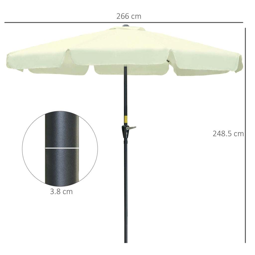 Ombrellone da Giardino Rotondo ?2.7x2.5 m ¨C zephmum ¨C Beige, Testa Inclinabile