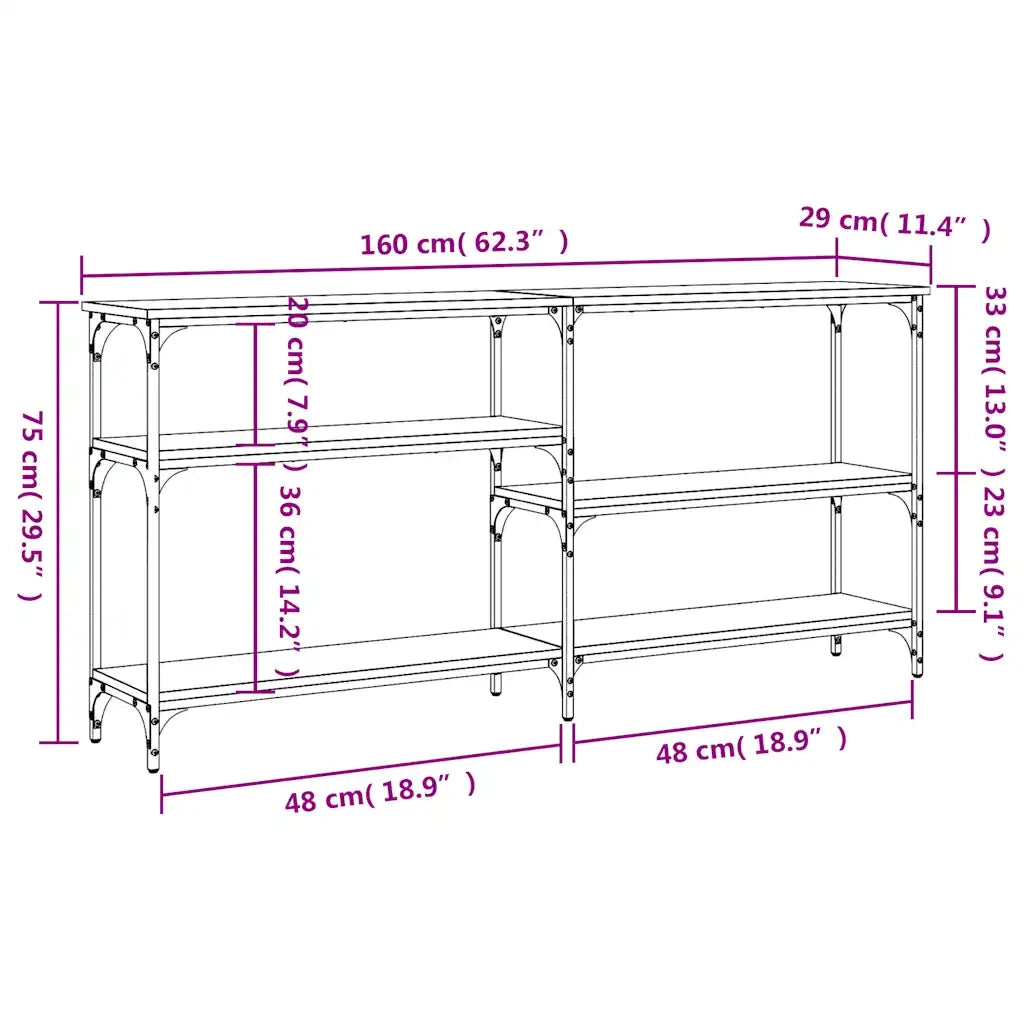 Tavolo Consolle Grigio Sonoma 160x29x75 cm in Legno Multistrato 834088