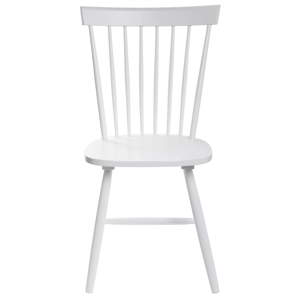 Set di 2 sedie da pranzo in legno di gomma bianco rustico vintage con schienale alto dipinto da soggiorno