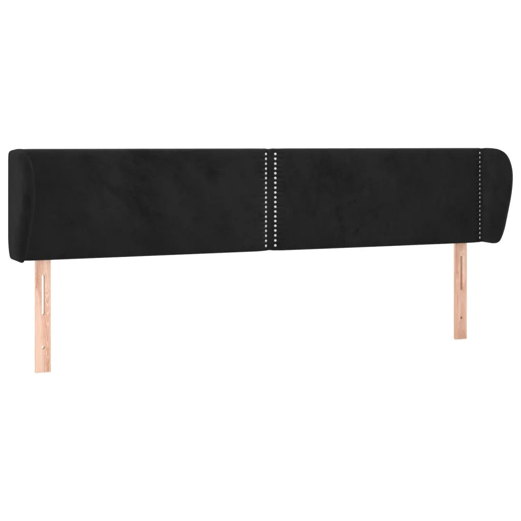 Testiera | Testata ad Orecchio Nera 163x23x78/88 cm in Velluto
