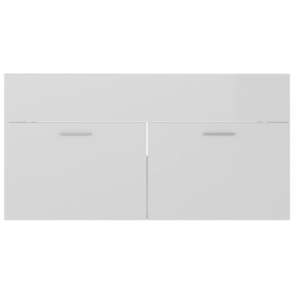Mobile Bagno con Lavabo Integrato Bianco Lucido in Truciolato 3070844