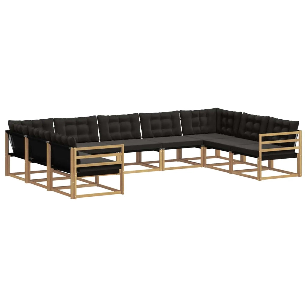 Set di divani da esterno con cuscino 9 pcs Bianco e Nero
