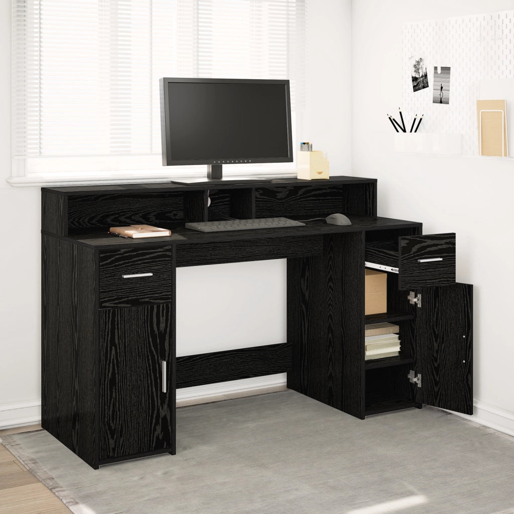 Scrivania Rovere Nero 140x55x91 cm Legno ingegnerizzato