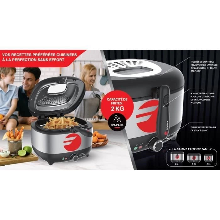 Friggitrice Elettrica - FAGOR - FG2310 - 3,5 L -1800 W - Filtro antiodore - Corpo in acciaio