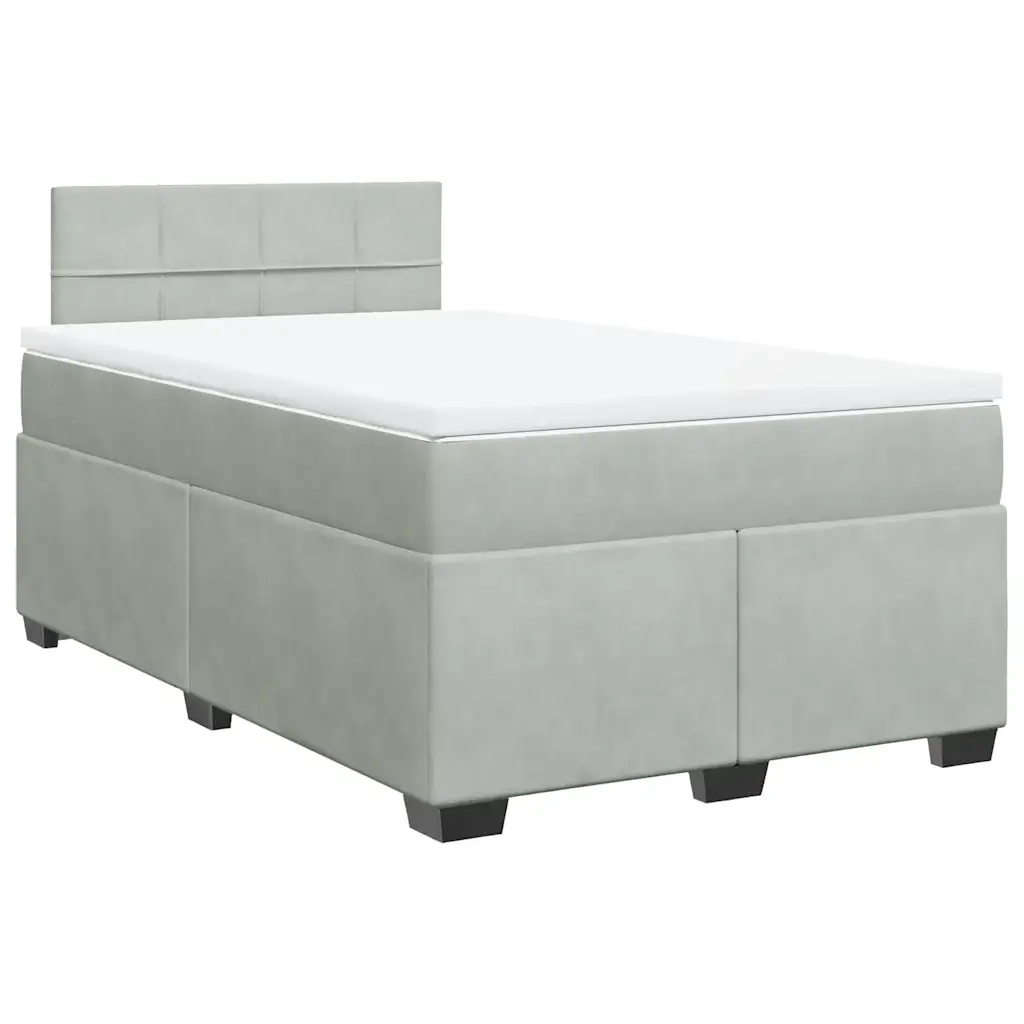 vidaXL Giroletto a Molle con Materasso Grigio Chiaro 120x190cm Velluto