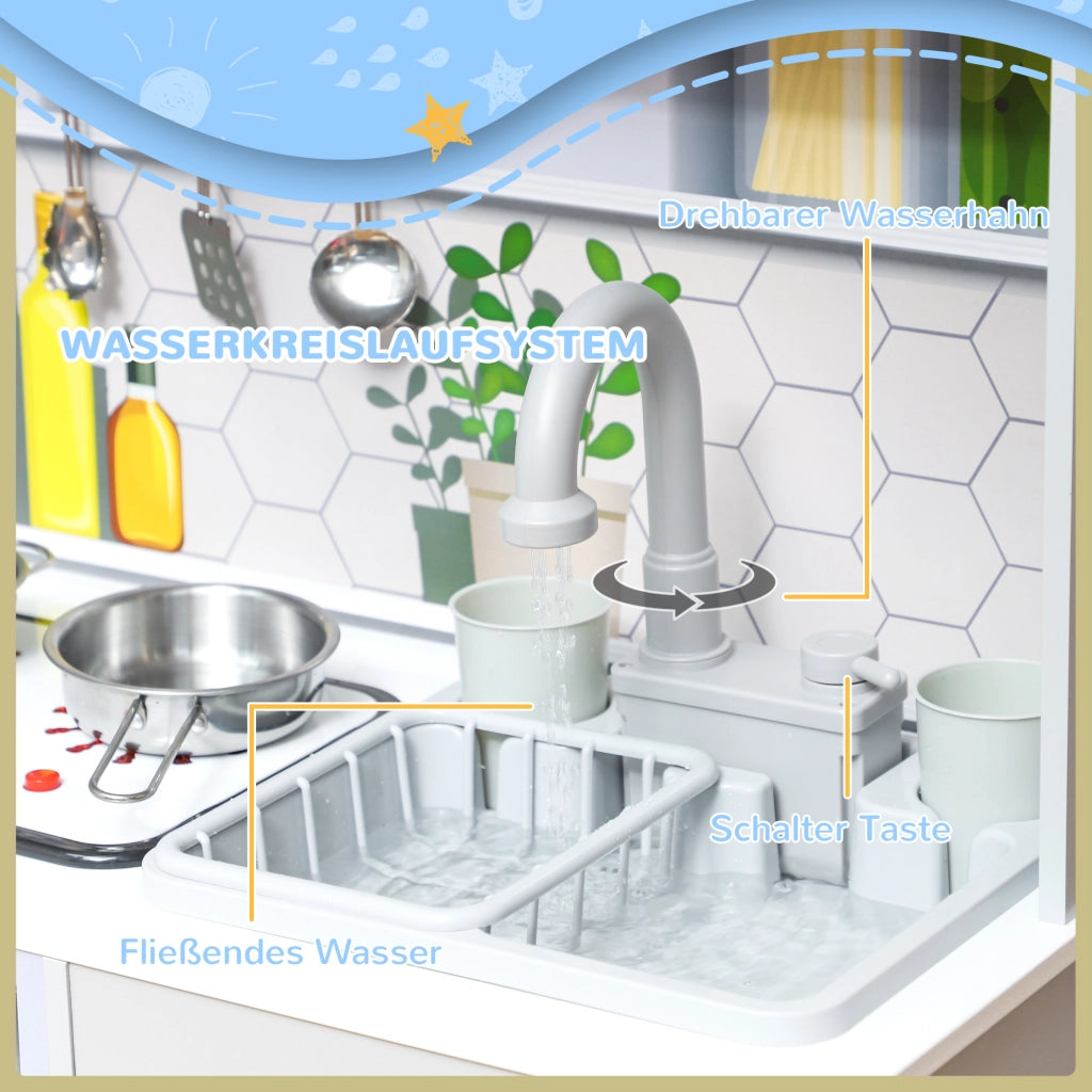 Cucina Giocattolo per Bambini con Elettrodomestici e Accessori ¨C zephmum ¨C Bianco
