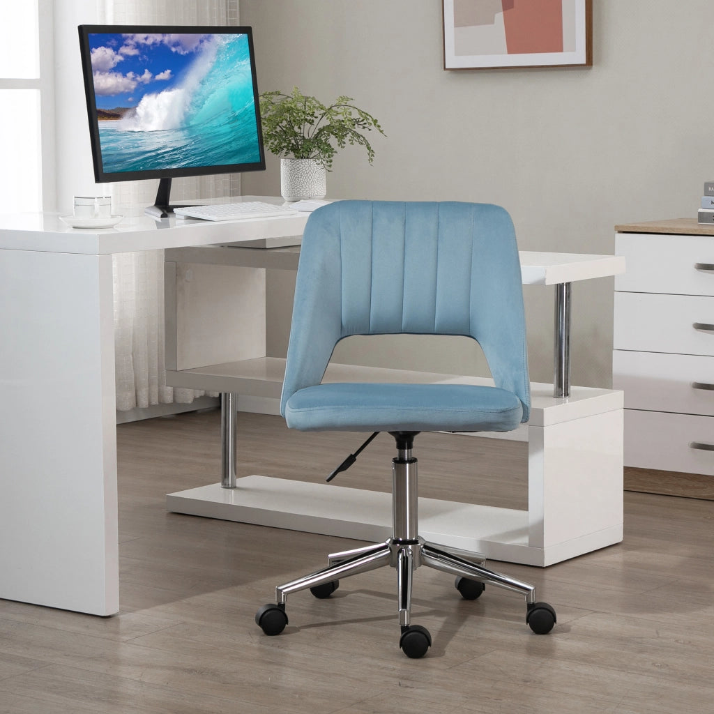 Sedia da ufficio imbottita in velluto ¨C zephmum ¨C blu